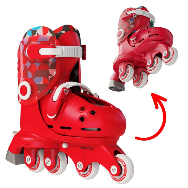 Yvolution Twista Skates , 2 in 1 Adjustable Roller Skates, Converts from Tri-Wheel to Inline Skates