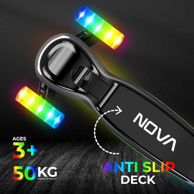LiT Nova Light Up 3-Wheel Tilt-to-Steer Folding Scooter