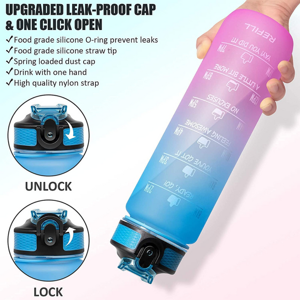 WATER BOTTLE 1L WITH TIME MARKER